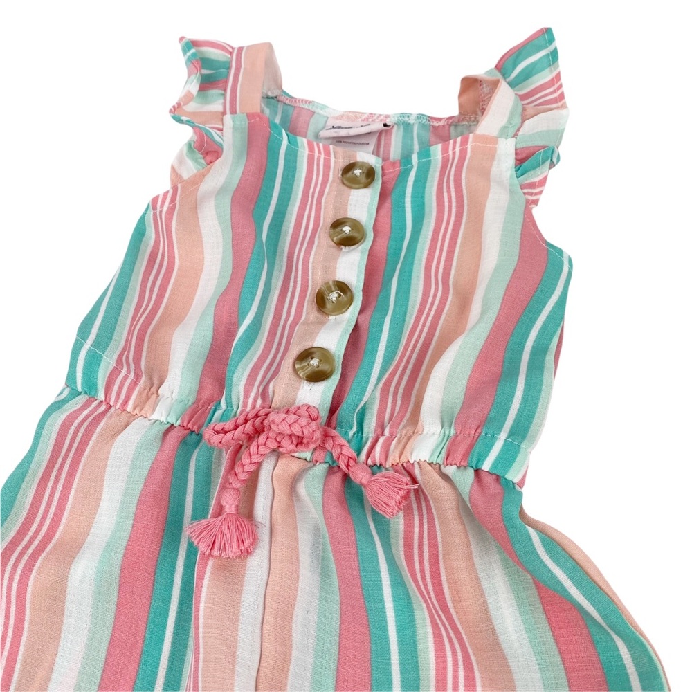 Little Lass Striped Ruffle Baby Romper 12 mos - Picture 2 of 6